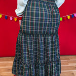 Christmas Plaid Tiered Maxi Skirt - Hunter Green - Lace and Grace Boutique