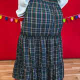 Christmas Plaid Tiered Maxi Skirt - Hunter Green - Lace and Grace Boutique