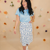 Floral Midi Skirt - Cream/Blue