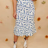 Floral Midi Skirt - Cream/Blue