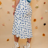 Floral Midi Skirt - Cream/Blue