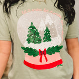 Let It Snow Globe Graphic Tee - Sage