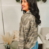 Camo Terry  Knit Pullover - Camo Beige