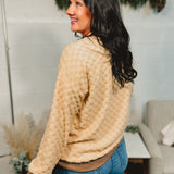 Soft Textured Checker Knit Pullover - Taupe