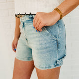 High Rise Risen Denim Shorts - Light - Lace and Grace Boutique