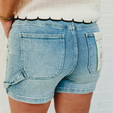 High Rise Risen Denim Shorts - Light - Lace and Grace Boutique