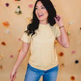 Basic Crew Neck Short Sleeve Top - Banana Smoothie