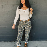 Tracey Straight Leg Cargo Jeans - Camo