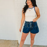 Snow Washed Ribbed Tank - Bone