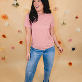 Basic Crew Neck short Sleeve Top - Dusty Rose