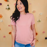 Basic Crew Neck short Sleeve Top - Dusty Rose