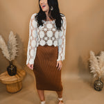Scalloped Knit Tank Midi Dress - Caramel - Lace and Grace Boutique