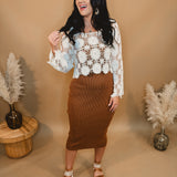 Scalloped Knit Tank Midi Dress - Caramel - Lace and Grace Boutique