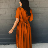 Swiss Dot Lace Maxi Dress - Camel