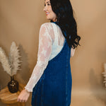Denim Overall Mini Dress - Medium Wash - Lace and Grace Boutique