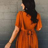 Swiss Dot Lace Maxi Dress - Camel