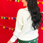 Merry Wreath Knit Sweater - White - Lace and Grace Boutique