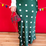 Polka Dot Satin Maxi Skirt - Hunter Green - Lace and Grace Boutique