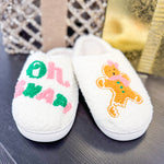 Oh Snap Gingerbread Plush Slippers - Lace and Grace Boutique