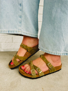Birkenstock Franca Braided Sandal - Olive Green - Lace and Grace Boutique
