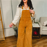 Corduroy Mineral Washed Flare Overall - Camel