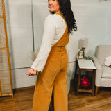 Corduroy Mineral Washed Flare Overall - Camel