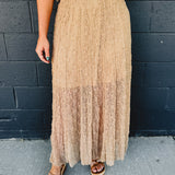 Knitted Lace Godet Maxi Skirt - Taupe