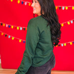 Plaid Christmas Tree Crewneck Sweatshirt - Forest Green - Lace and Grace Boutique