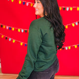 Plaid Christmas Tree Crewneck Sweatshirt - Forest Green - Lace and Grace Boutique