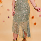 Floral Maxi Skirt - Dusty Olive