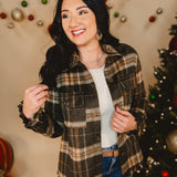 Fringe Detailed Plaid Jacket - Forest Green Mix