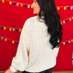 Laced Plaid Ribbon Chunky Knit Cardigan - Cream - Lace and Grace Boutique