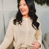 Rolled Edge Button-Up Cardigan - Cream