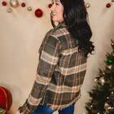 Fringe Detailed Plaid Jacket - Forest Green Mix