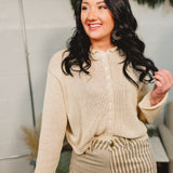 Rolled Edge Button-Up Cardigan - Cream