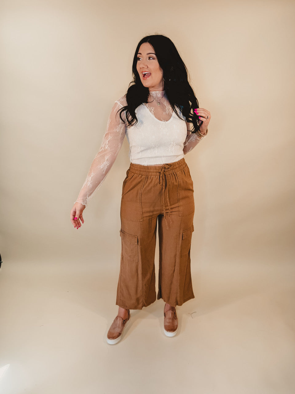 Ready When You Are Cargo Pants - Deep Camel - Lace and Grace Boutique