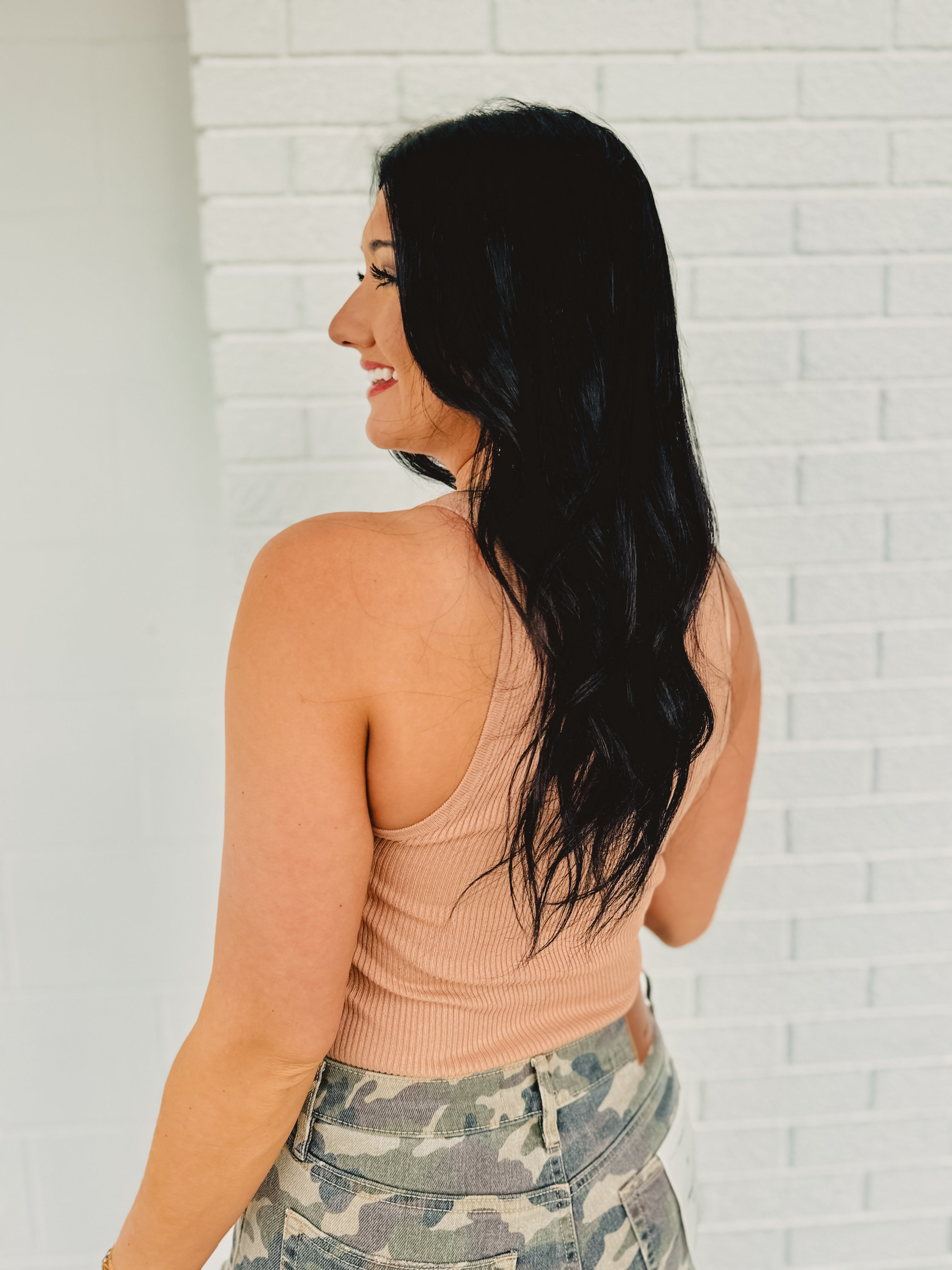 Ribbed Scoop Neck Knit Tank - Rum - Lace and Grace Boutique
