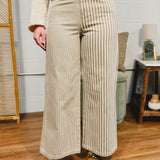 Mixed Stripe Wide Leg Pants - Brown