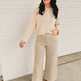 Rolled Edge Button-Up Cardigan - Cream