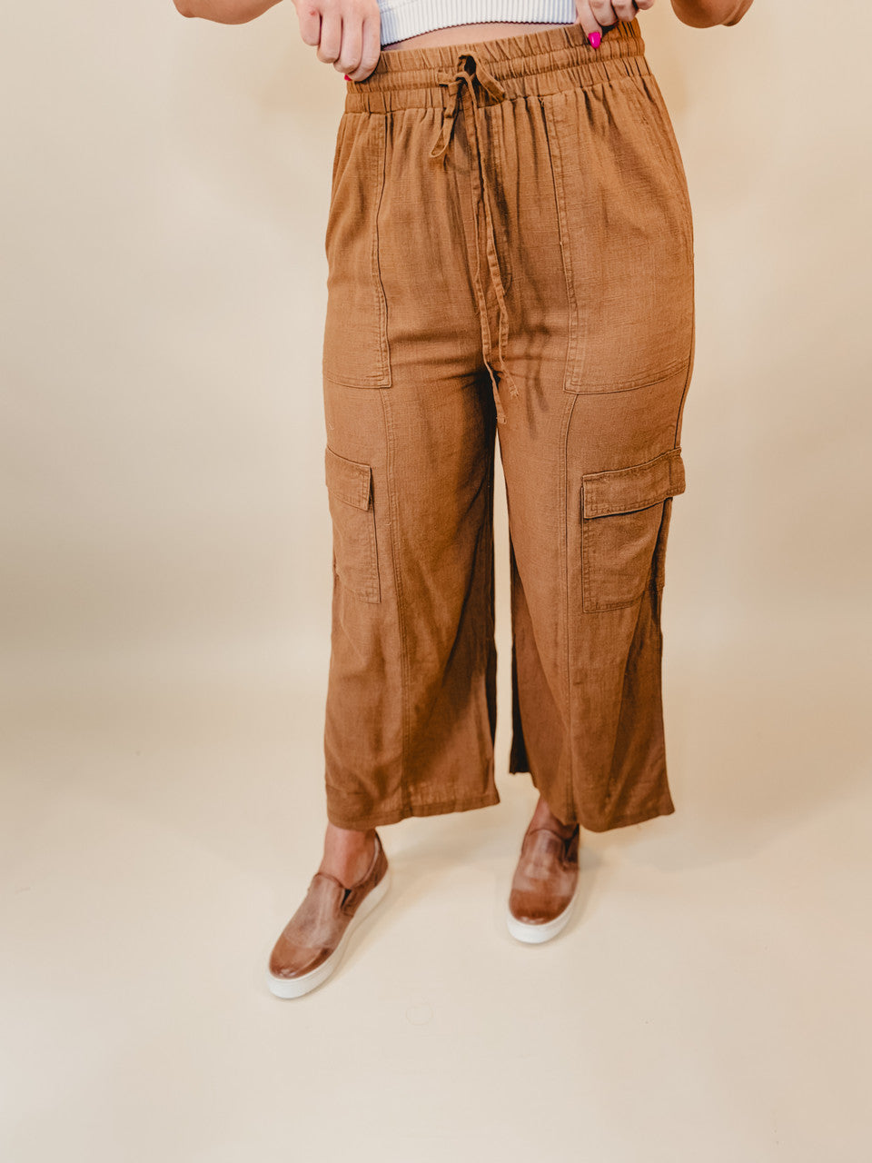 Ready When You Are Cargo Pants - Deep Camel - Lace and Grace Boutique