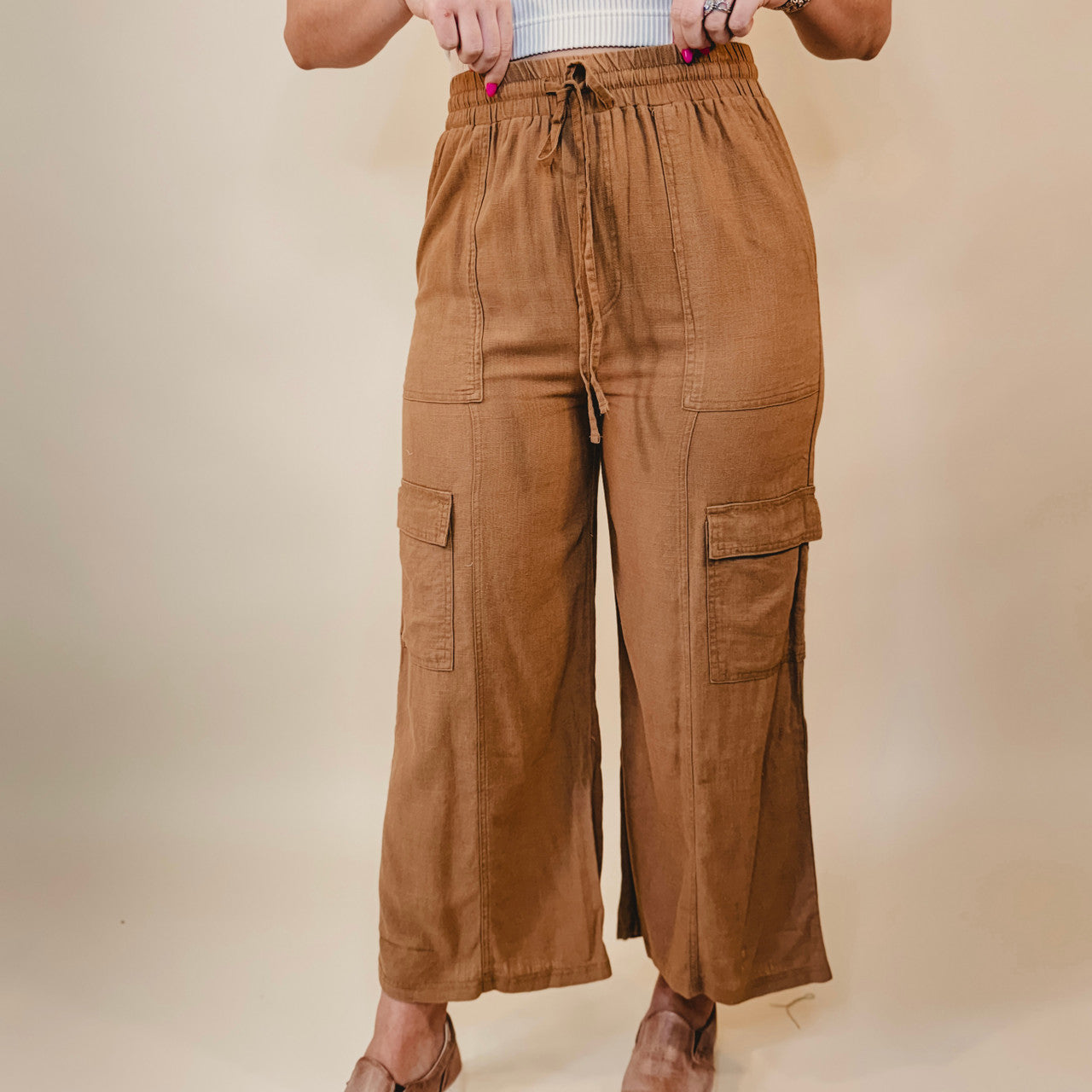 Ready When You Are Cargo Pants - Deep Camel - Lace and Grace Boutique