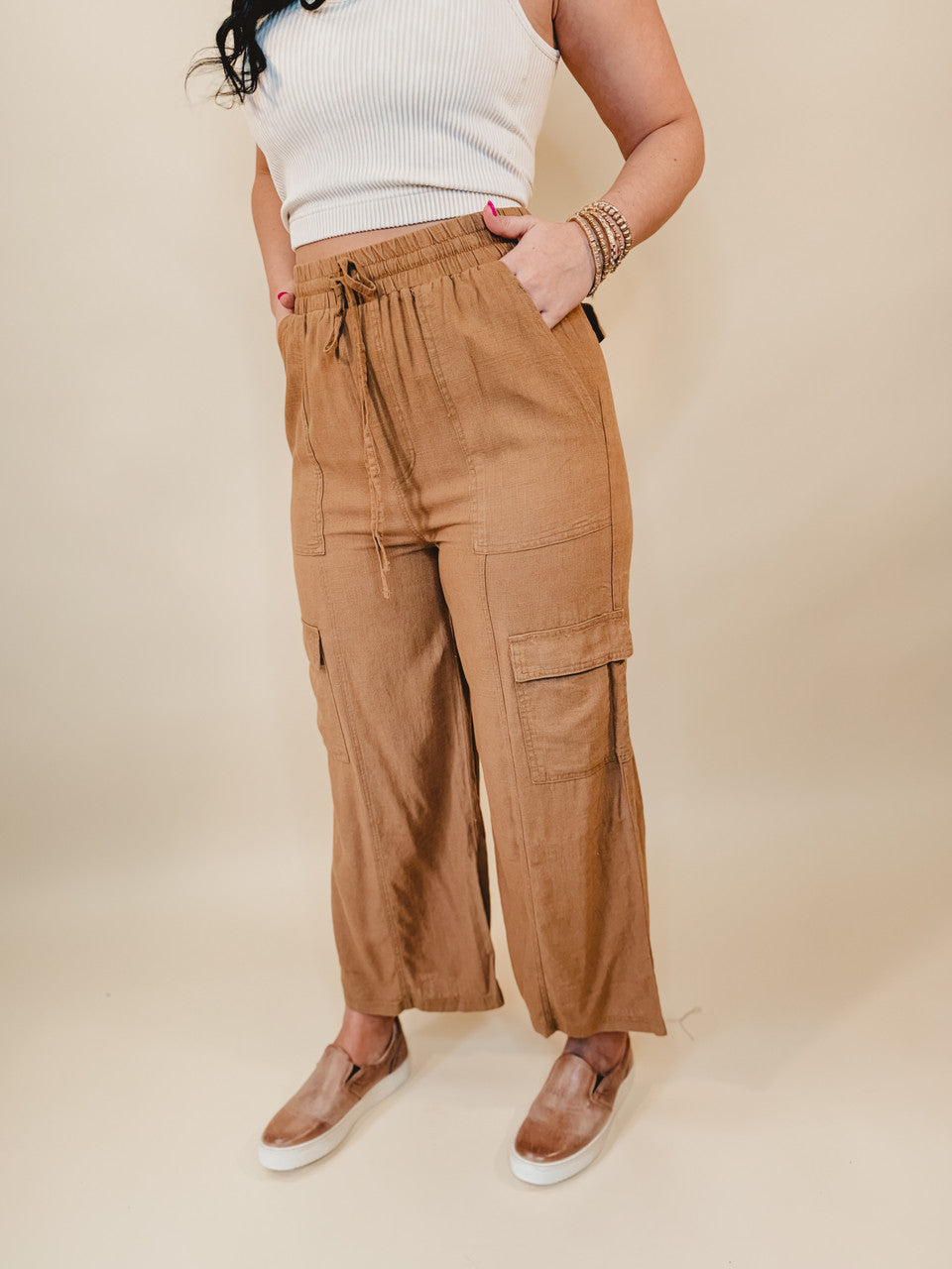 Ready When You Are Cargo Pants - Deep Camel - Lace and Grace Boutique