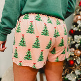 Christmas Tree Pajama Shorts - Pink Multi - Lace and Grace Boutique