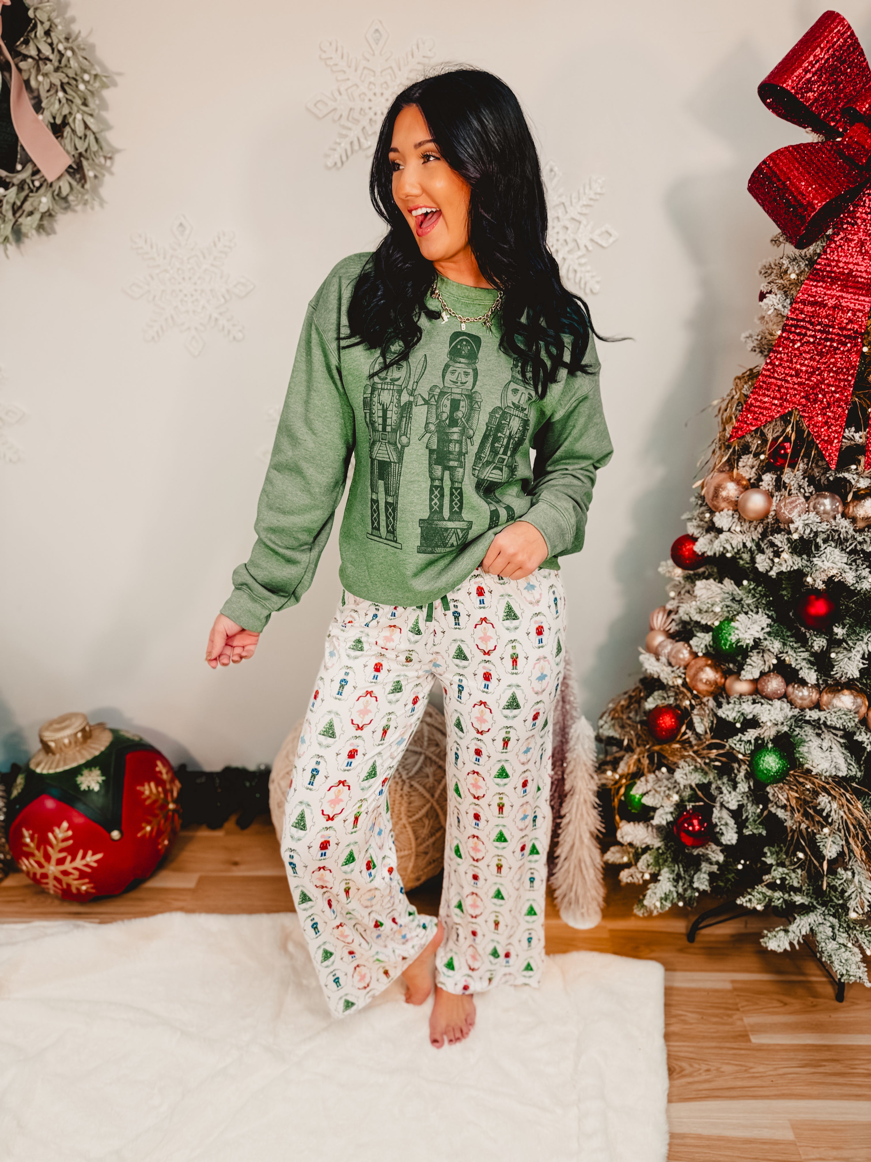 Nutcracker Waltz Pajama Pants - White Multi - Lace and Grace Boutique