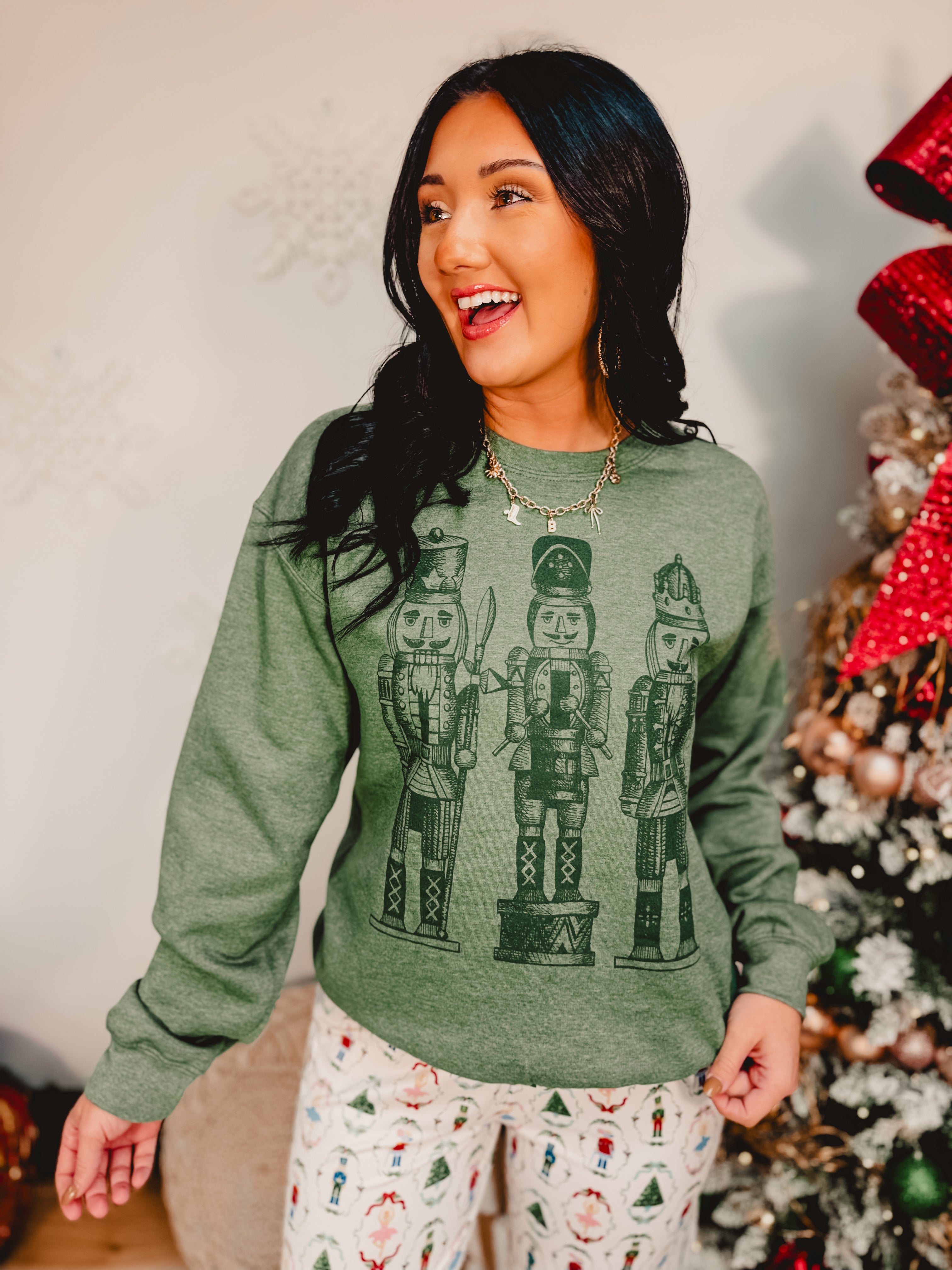 Monochrome Nutcracker Sweatshirt - Forest - Lace and Grace Boutique