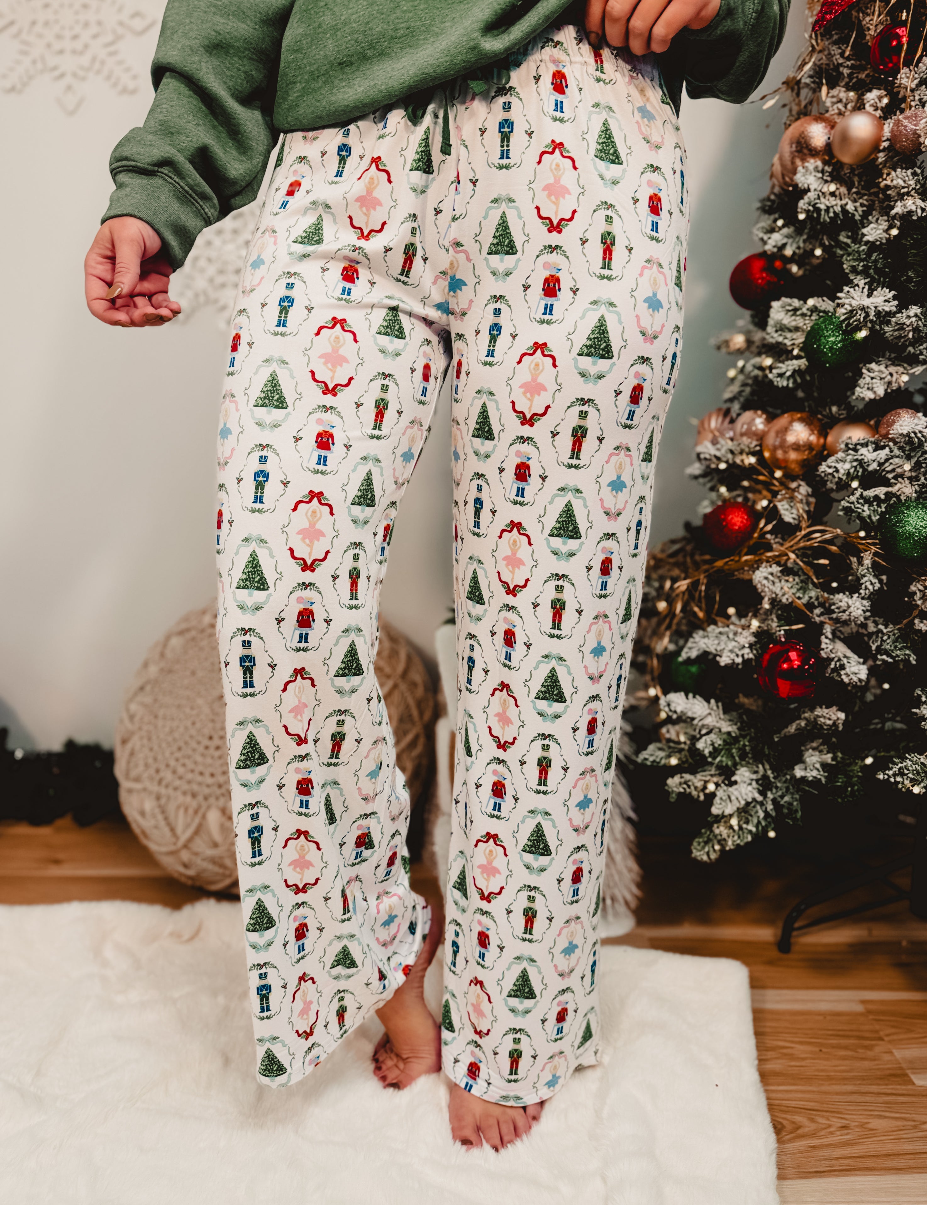 Nutcracker Waltz Pajama Pants - White Multi - Lace and Grace Boutique