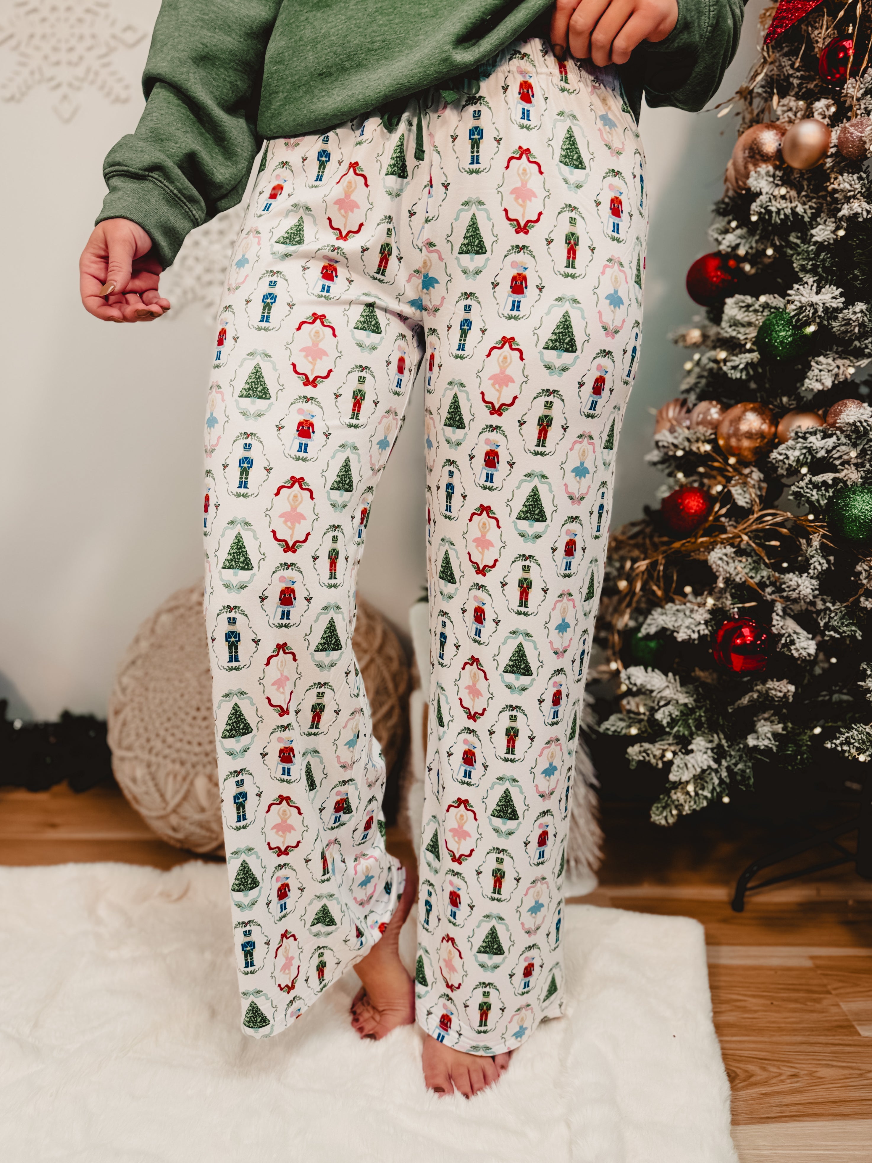 Nutcracker Waltz Pajama Pants - White Multi - Lace and Grace Boutique