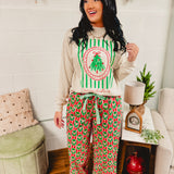 Merry Christmas Mineral Washed Sweatshirt - Oatmeal