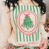 Merry Christmas Mineral Washed Sweatshirt - Oatmeal