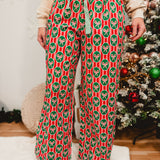 Christmas Candy Cane Printed Poplin Pajama Pants - Lace and Grace Boutique